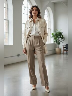 Sage + Fig Faux Leather Cream Shacket